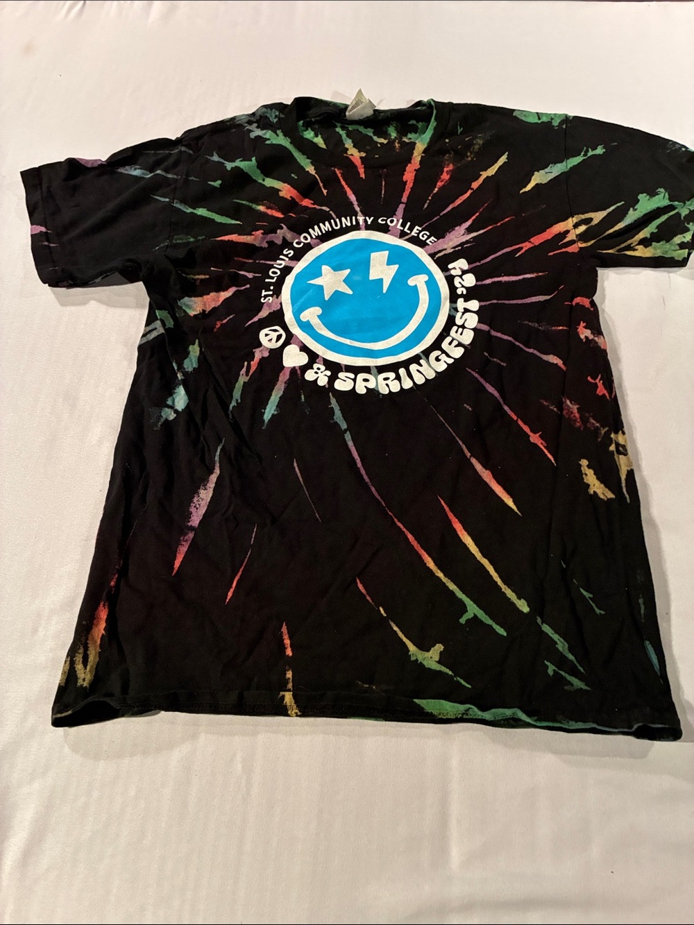Kids Tie-Dye Short Sleeve Tee - Black with Multicolor